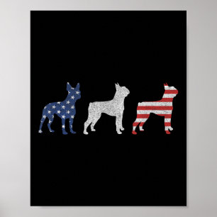 Póster Boston Terrier 4 de julio perro patriótico bandera