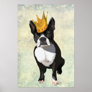 Póster Boston Terrier and Crown