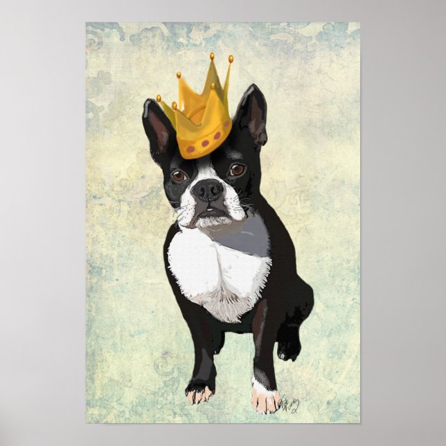 Póster Boston Terrier and Crown (Frente)