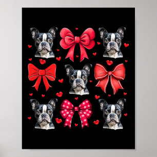 Póster Boston Terrier Coquette Bow Puppy Dog Mom Valentin