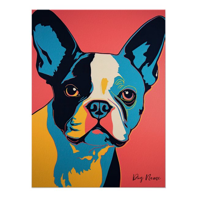 Póster Boston Terrier Dog 001 - Bruno Pokopen (Anverso)
