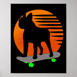 Póster Boston Terrier - French Bulldog Patinando Sobre