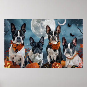 Póster boston terrier Halloween Spooky