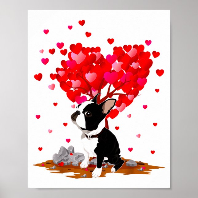Póster Boston Terrier Lover Heart Shape Boston Terrier Va (Frente)