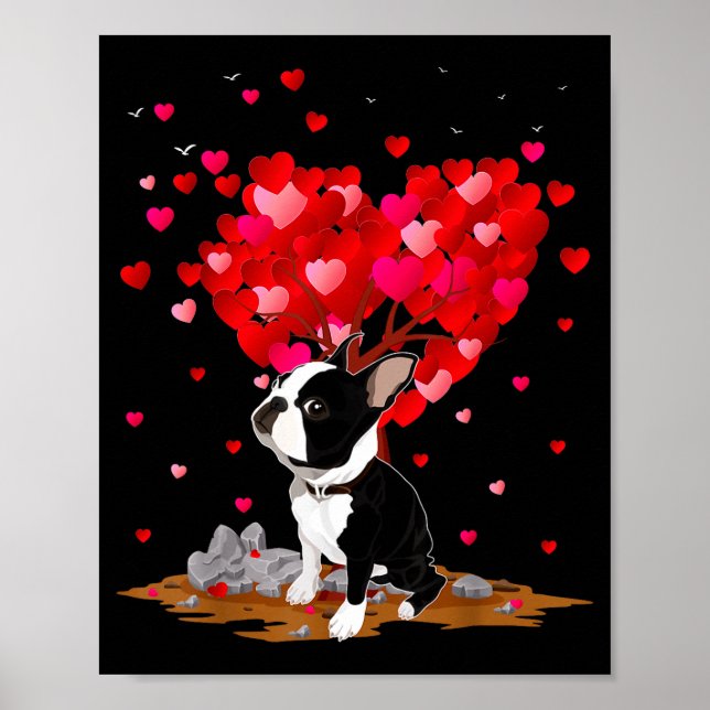 Póster Boston Terrier Lover Heart Shape Boston Terrier Va (Frente)