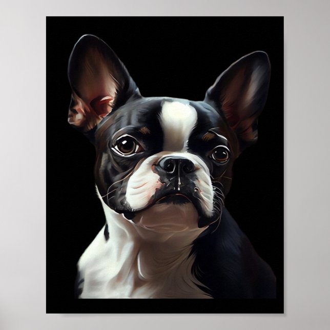 Póster Boston Terrier - Oil Paint Classic T-Shirt (Frente)