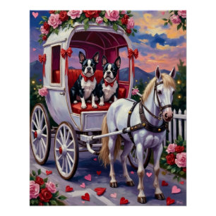 Póster Boston Terrier Perro Día de San Valentín