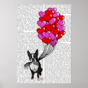 Póster Boston Terrier Y Globos