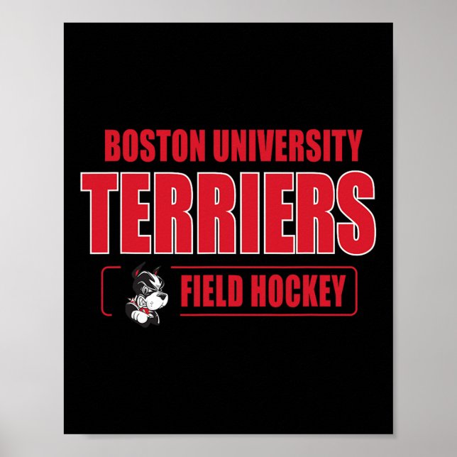 Póster Boston Terriers Icon Script Hockey sobre Césped -  (Frente)