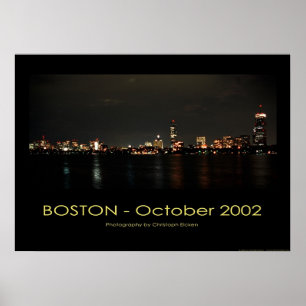 Póster Boston - Vista panorámica de noche