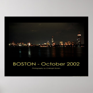 Póster Boston - Vista panorámica de noche