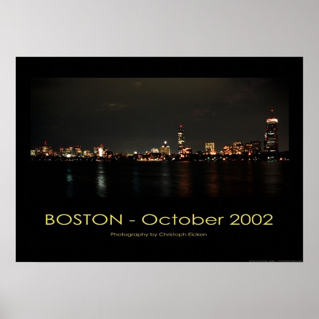 Póster Boston - Vista panorámica de noche (Frente)