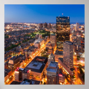 Póster Boston's skyline at dusk