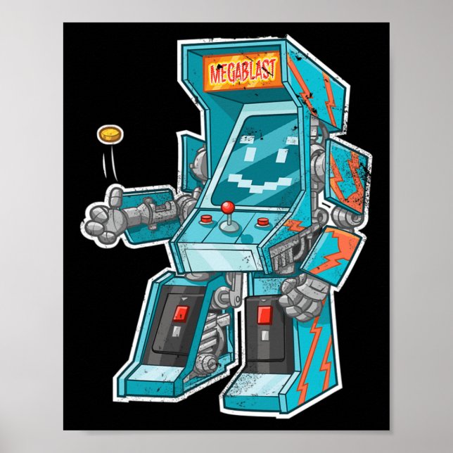 Póster Bot De Arcade - Gabinete De Videojuegos Con Joysti (Frente)