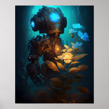 Bot y flores de ojos azules