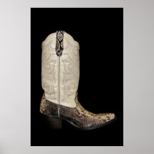 Bota vaquera de piel de serpiente beige y marrón