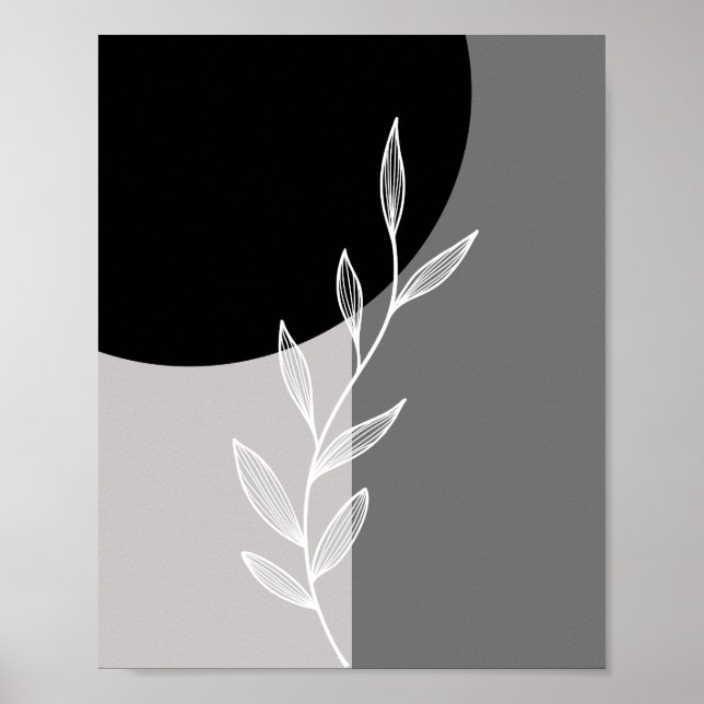 Póster Botánica Minimalista gris negro (Frente)