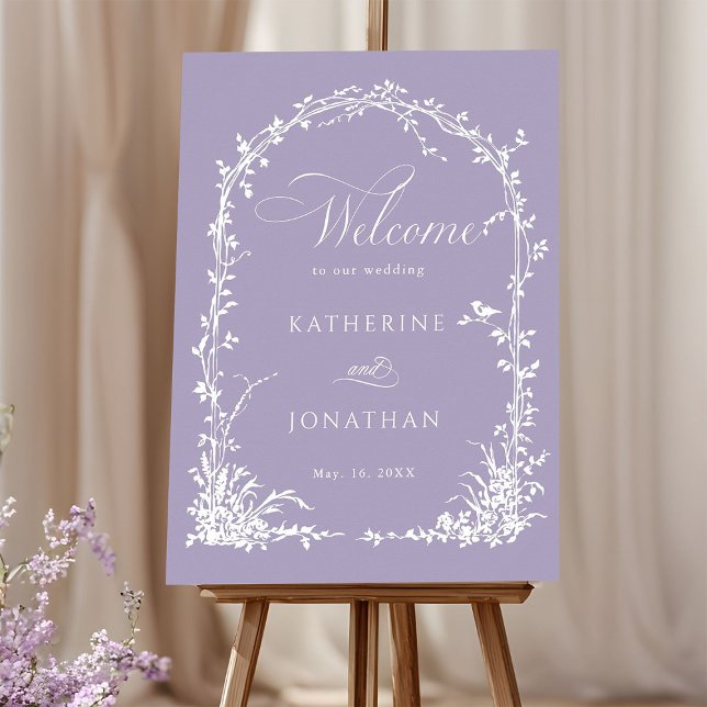 Póster  Botanical Arch Garden Lavender Wedding Welcome (Subido por el creador)