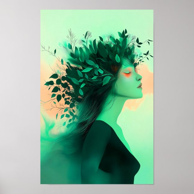 Póster Botanical Emerald Woman Print (Frente)
