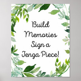 Póster Botanical Greenery Sign -build memories sign jenga