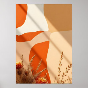 Póster Botánico de Formas Abstractas Boho Terracot