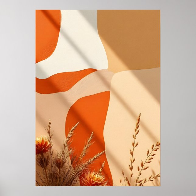 Póster Botánico de Formas Abstractas Boho Terracot (Frente)