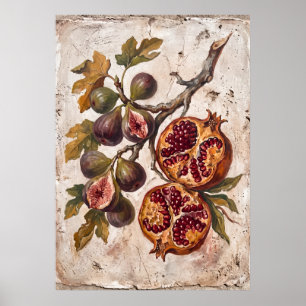 Póster Botánico de Granada Higo Vintage