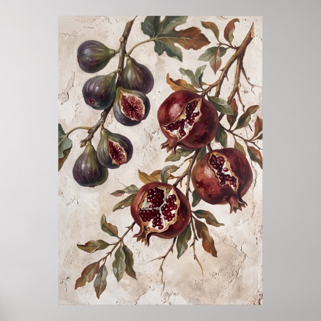 Póster Botánico de Higo Granado Vintage (Frente)
