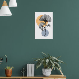 Póster botánico de hoja de ginkgo moderno