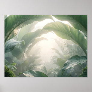 Póster Botánico de Hojas Tropicales Soleadas
