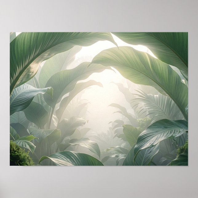 Póster Botánico de Hojas Tropicales Soleadas (Frente)