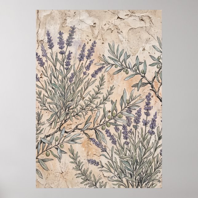 Póster Botánico de Lavanda Vintage (Frente)