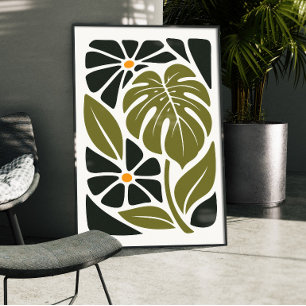 Póster botánico de Monstera Modernista de mediados