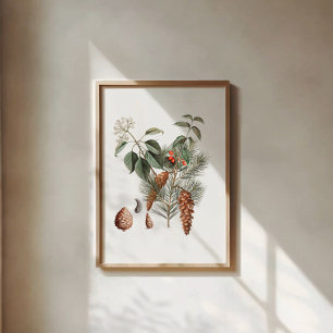 Póster Botánico del bosque - Piña y baya
