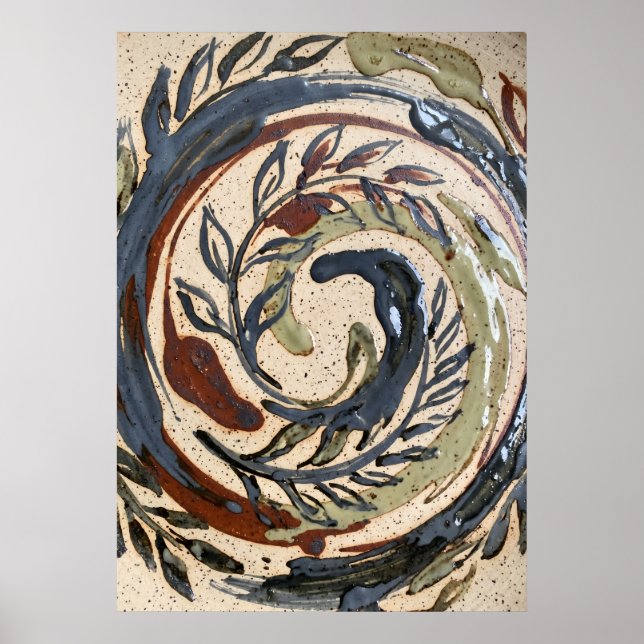 Póster Botánico Espiral Tono Tierra (Frente)