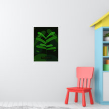 Póster Botánico Tropical Oscuro | Hojas Verdes Aud