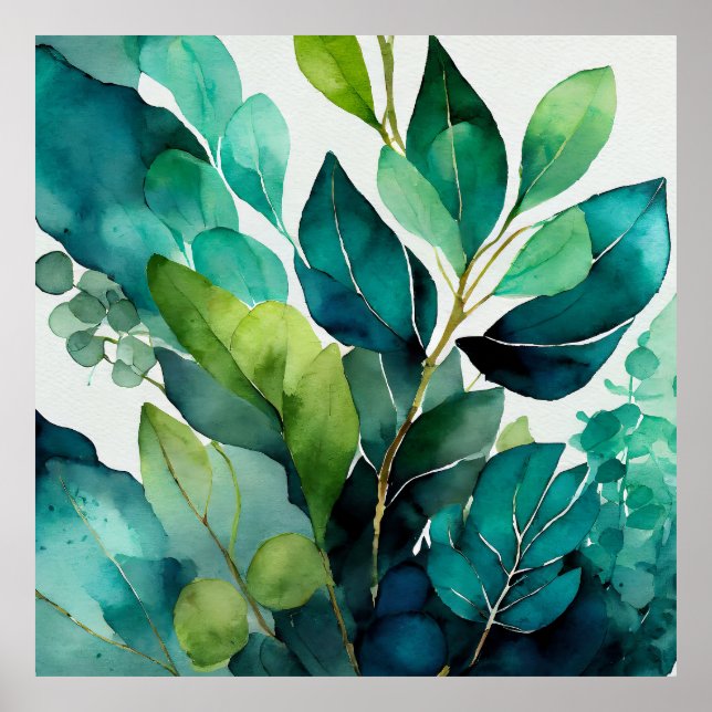 Póster Botánico Verde Turquesa (Frente)