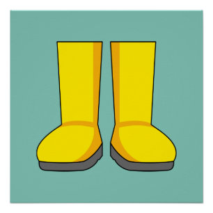 Póster Botas de lluvia amarillas de goma