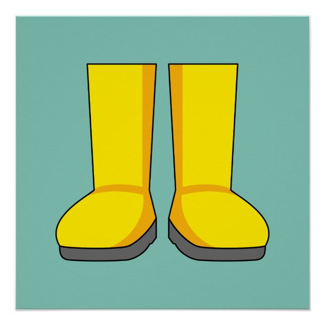 Póster Botas de lluvia amarillas de goma (Anverso)