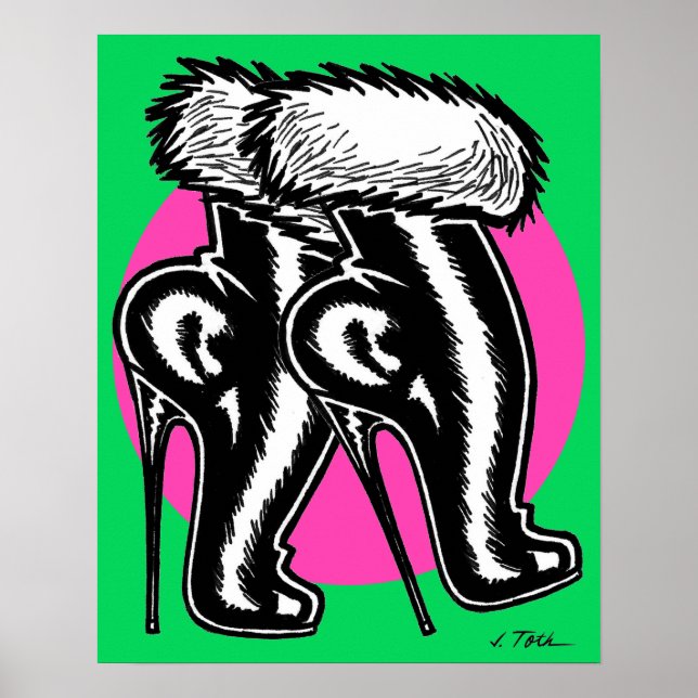 Póster Botas de tacón alto Vana DeVinyl™/Fun-Fur (Frente)