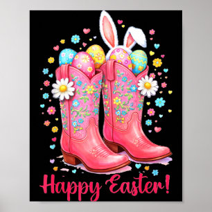 Póster Botas de vaquera del día feliz de Pascua occidenta