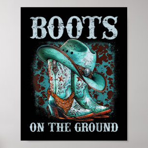 Póster Botas de Vaquera en el Suelo Rodeo Occidental a Ju