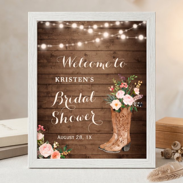 Póster Botas de vaquera rústicas Luces florales Despedida (Subido por el creador)