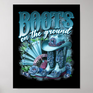 Póster Botas de vaquera vaquero western retro para lineda