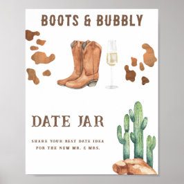 Póster Botas de vaquero burbujeando ducha de novia Fecha 