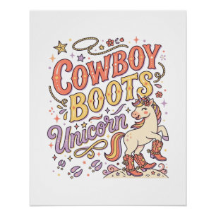 Póster Botas de vaquero de unicornio Unicornio Caprichoso