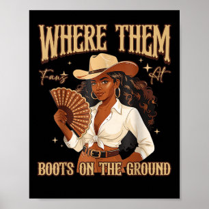 Póster Botas En El Suelo Bota Vaquero Occidental Vaquera 