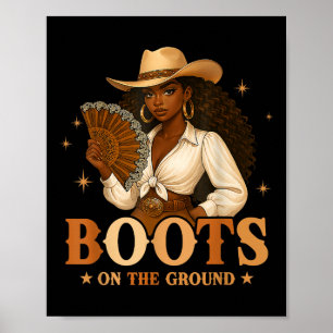 Póster Botas en el suelo Juneteenth Vaquera Negra Negra