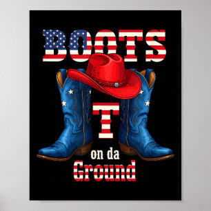 Póster Botas en el suelo vaquero sombrero rojo 4 de julio