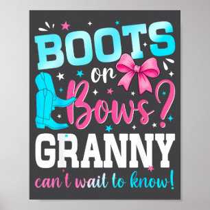 Póster Botas o lazo Abuela te ama Fiesta de revelación de